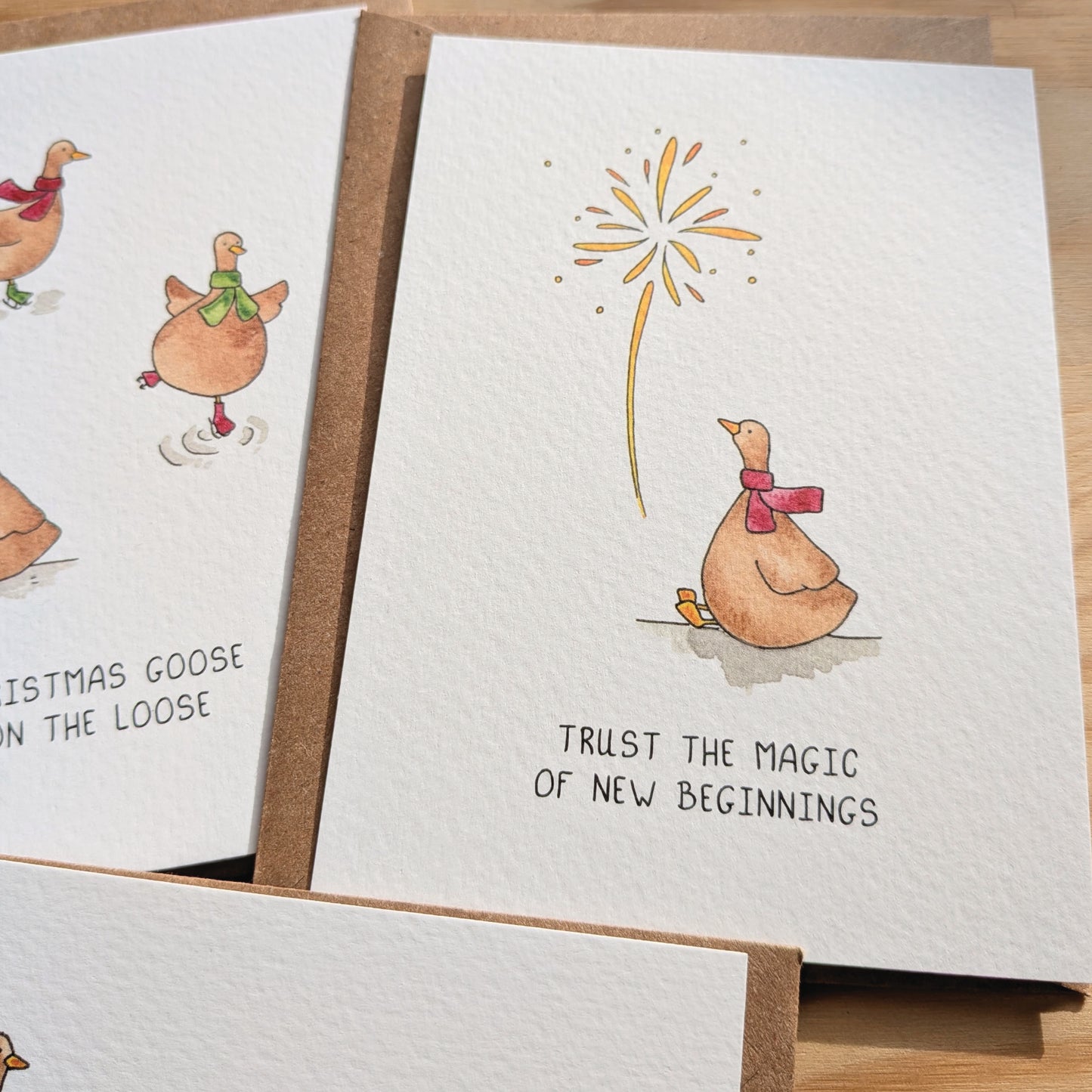 pakket van 3 kerstkaartjes (eendjes)