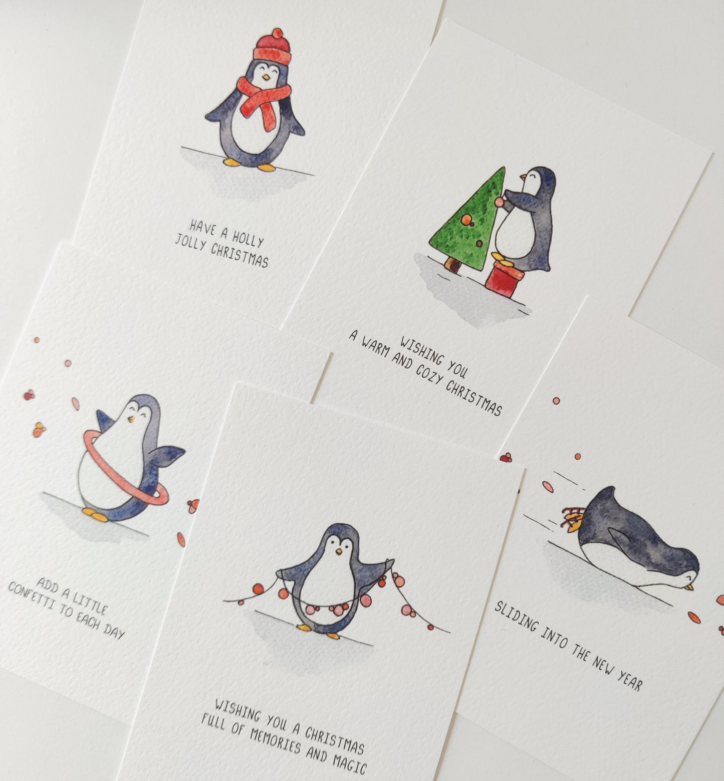 Kerstkaarten pinguins