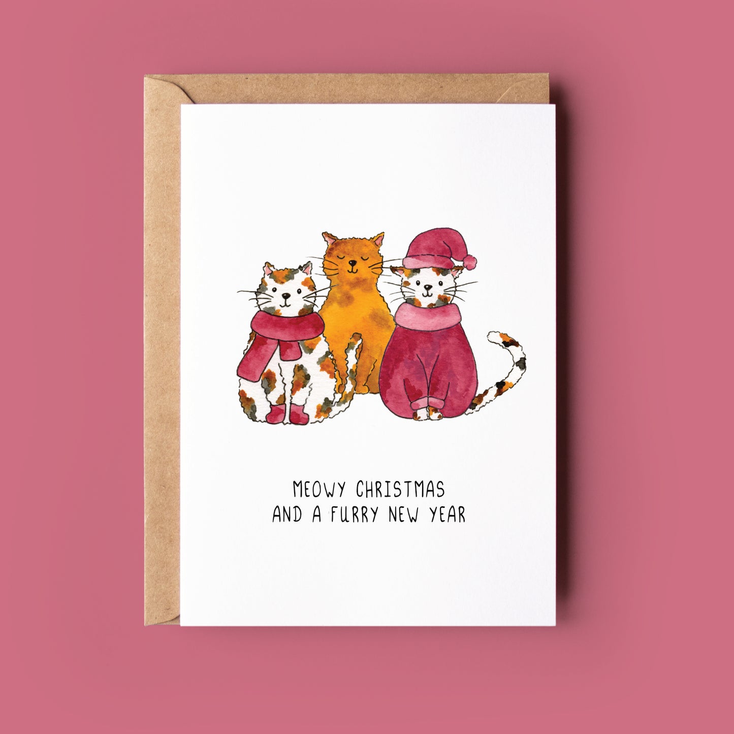 Kerstkaartje meowy christmas