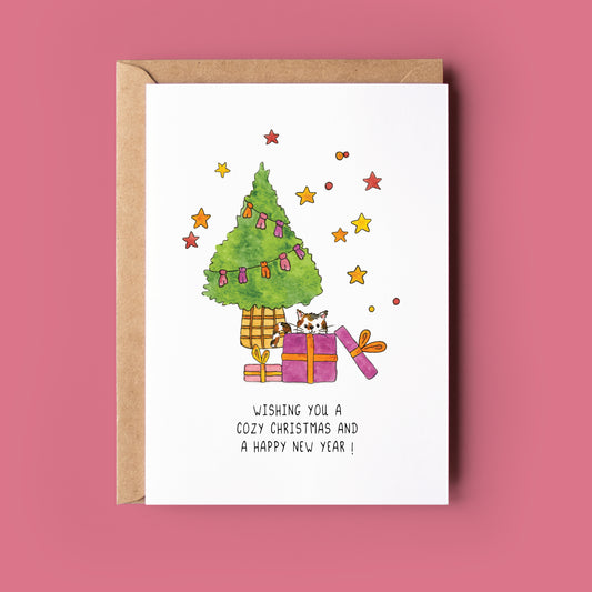Kerstkaartje cadeaupoes