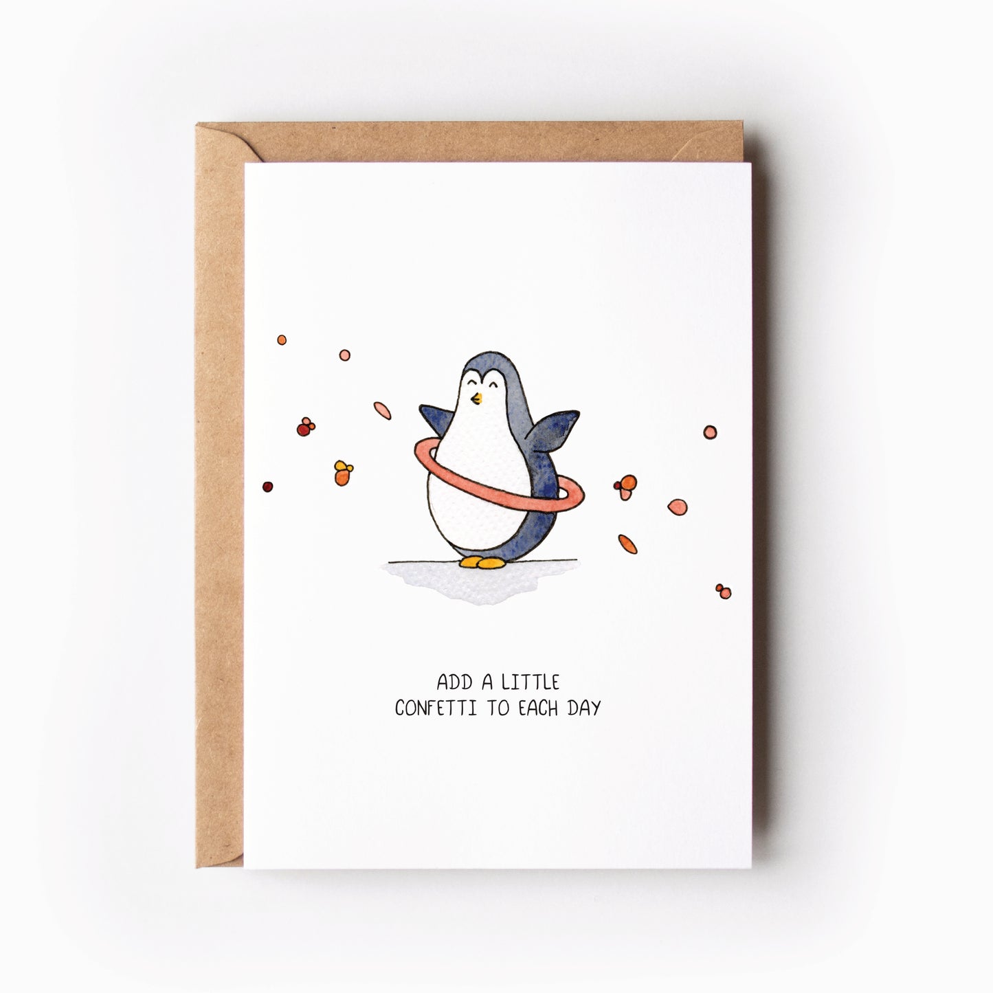 Kerstkaart pinguin hoelahoep