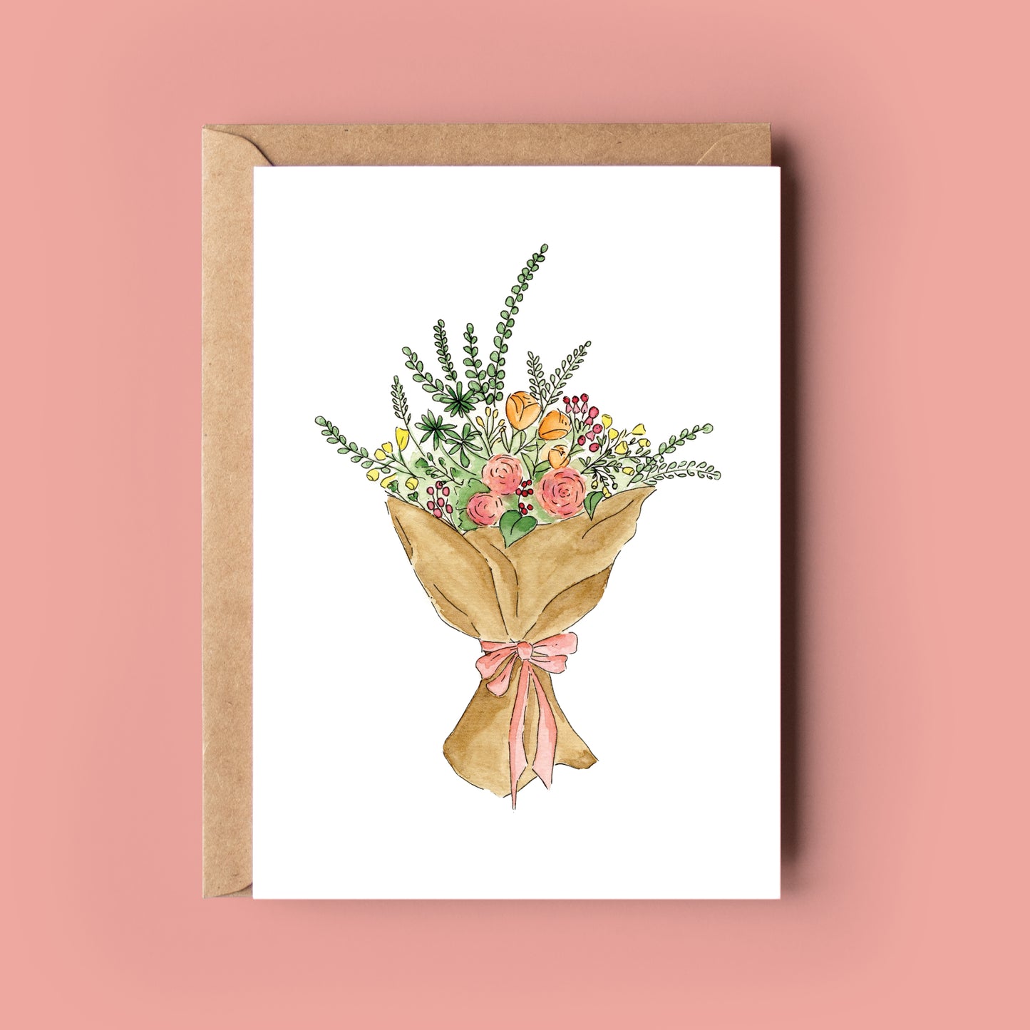 Kaartje boeket bloemen
