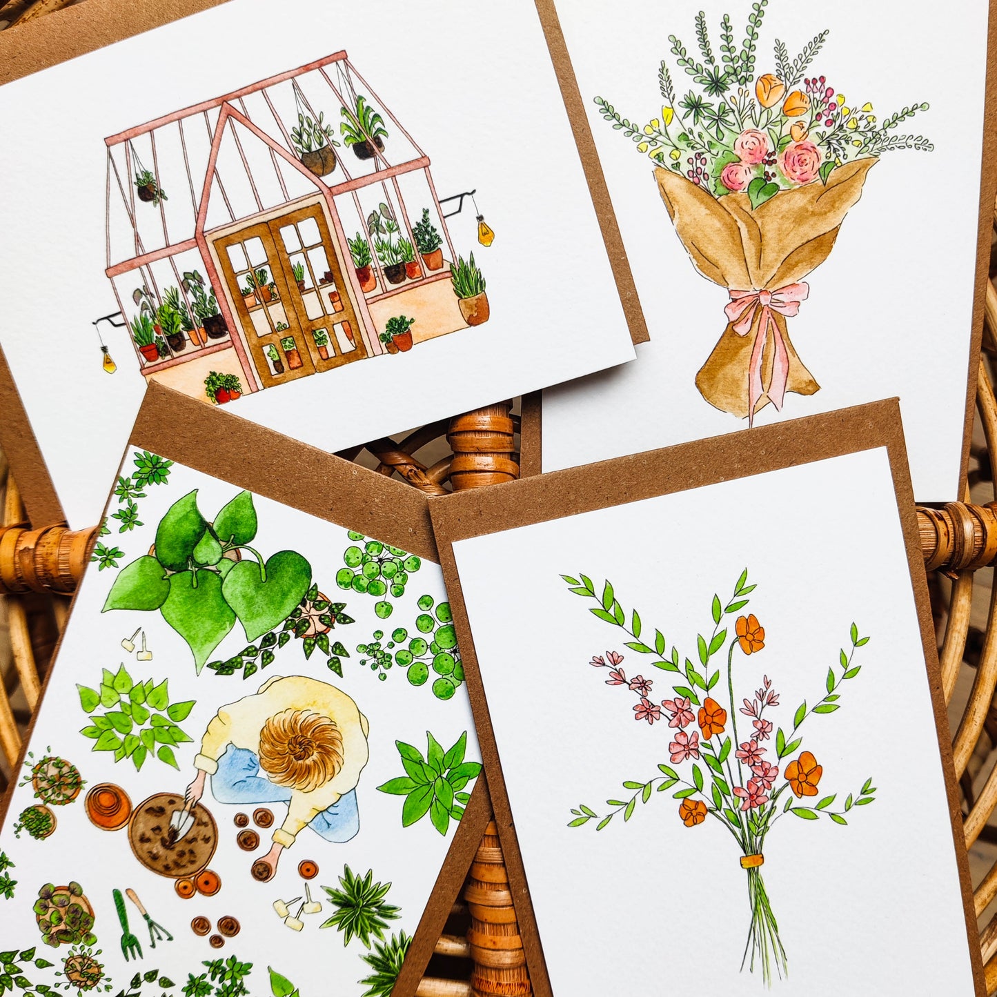 Set van 4 kaartjes voor plant lovers